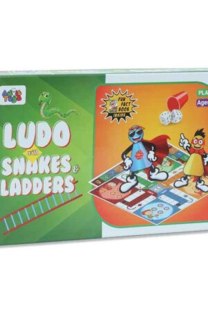 Ludo with Snakes & Ladders (Educational Fun Fact Book Inside)