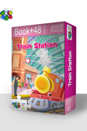 Train Station Jigsaw Puzzle (48 Piece + Educational Fun Fact Book Inside)